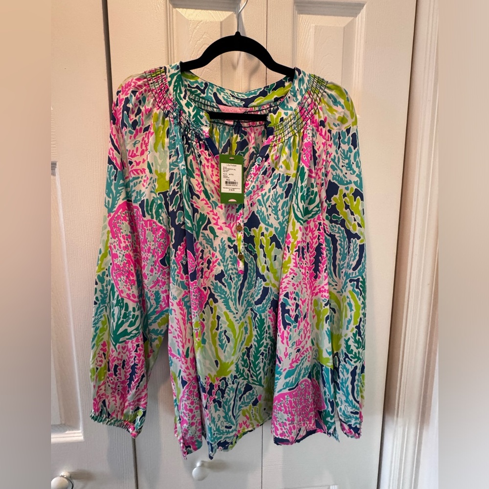 Lilly Pulitzer Elsa Blouse XL NWT Let’s Cha Cha
